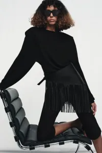 Топ fluid top with shoulder pads Zara, черный