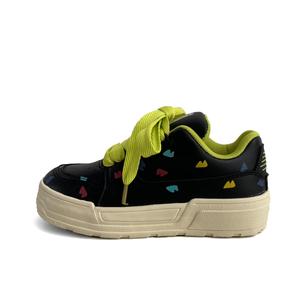 City camel Женские скейтерские кеды лоу-топ черно-зеленые, цвет Black Green