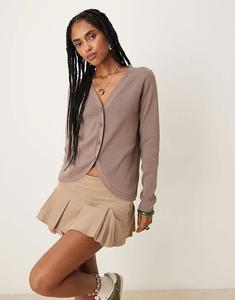 Кардиган ASOS DESIGN со скульптурным закругленным подолом цвета мокко