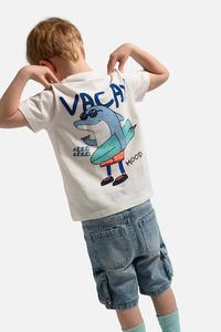 Детская хлопковая футболка Coccodrillo, бежевый