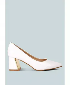 Туфли-лодочки Zaila на устойчивом каблуке с металлизированными вставками London Rag, белый
