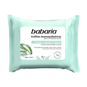 Очищает, увлажняет и успокаивает Toallitas Desmaquilladoras Aloe Vera Babaria, 25 UD