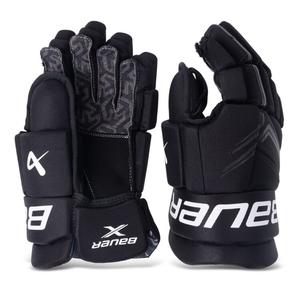 BAUER Хоккейные перчатки 2024, X Beginner, детские и взрослые, для хоккея с шайбой и на траве, взрослый размер 14 дюймов - черная модель