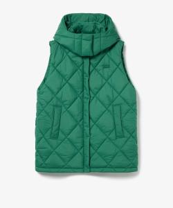 Водоотталкивающий объемный стеганый жилет со стоячим воротником / съемный капюшон, снимаемый в двух направлениях
