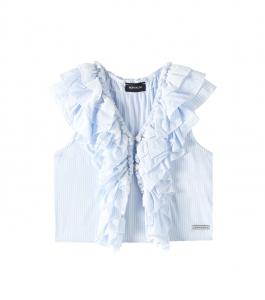 Полосатый топ с оборками Monnalisa, Panna + Celeste