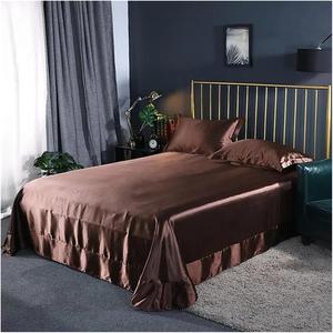 YUSIWOAL Комплект постельного белья из сатина темно-синий однотонный