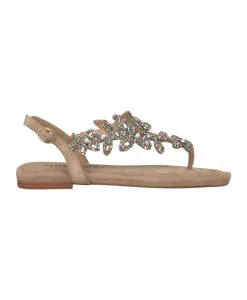 Сандалии, украшенные цветами из страз. Alma En Pena, бежевый