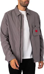 HUGO мужская хлопковая смесовая куртка-рубашка на молнии, Moonrock Grey
