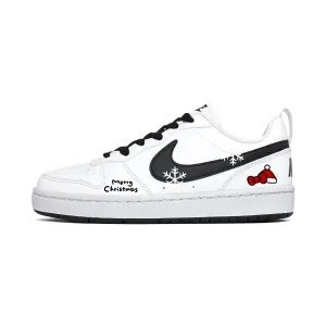 Nike Детские низкие кеды для скейтбординга Court Borough из синтетической кожи, износостойкие, черные, для подростков