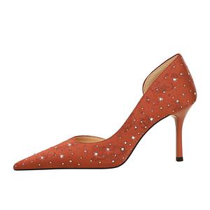 QITUMAUL Стройные каблуки на шпильке 8 см женские оранжево-красные, цвет Orange Red[Heel Height 8cm]
