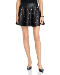 Мини-Юбка из искусственной кожи с заклепками - эксклюзив Aqua, черный
