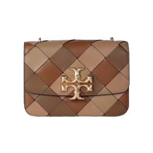 Элеонор Кожаная Плетеная Сумка Маленькая Квадратная Сумка Через Плечо Средний Размер Женская Коричневая Мультиколор TORY BURCH