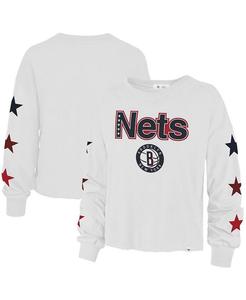 Женская белая футболка Brooklyn Nets 2021/22 City Edition Call Up Parkway '47 с длинным рукавом '47 Brand, белый