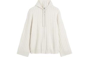 Худи с молнией и вязкой "косу" TOTEME, белый