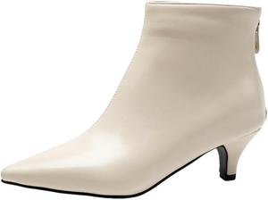 Ботинки DINTAHA для женщин с низким каблуком, заостренным носком, Beige