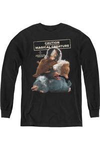 Футболка с длинным рукавом "Волшебные твари 2: Обнимашки" для детей Gildan, черный