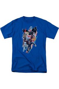 Футболка Batman V Superman Ripped Trio с коротким рукавом для взрослых Gildan, синий