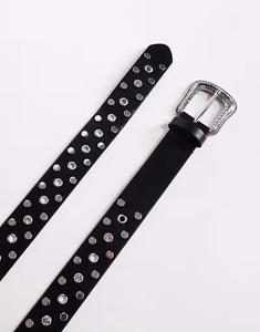 Ремень в стиле вестерн с заклепками и кристаллами ASOS DESIGN из черной искусственной кожи