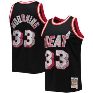Мужская майка Mitchell & Ness Alonzo Mourning Black Miami Heat 1996-97 Hardwood Classics NBA в честь 75-летия Diamond Swingman