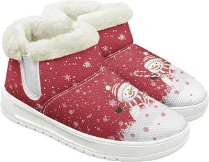 Женские зимние ботинки выше щиколотки, мягкие, на слипоны, с утепленной подошвой, теплые зимние ботинки для женщин Qoiuvncy, Snowmen Red