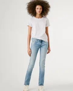 Женские прямые джинсы с низкой посадкой и рваными деталями Pepe Jeans, синий