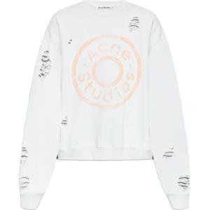 Потертый свитшот с принтом логотипа Acne Studios, светло-голубой