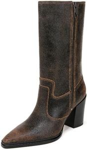 Женские сапоги Franco Sarto Jaxon средней длины с каблуком, Black Distressed