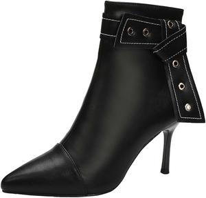 Женские матовые ботильоны на шнуровке с острым носком и высоким каблуком-стилетом JOEupin K03, Black