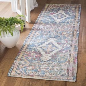 Ковер-дорожка SAFAVIEH, 69 x 305 см, Saffron Collection, Turquoise & Peach, ручная работа, бохо-шик, состаренный хлопок, идеально подходит для помещений с высокой проходимостью в гостиной, спальне (SFN564A)