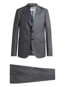 Однобортный костюм с цветочным и пейсли принтом Etro, серый