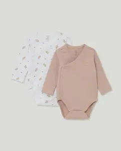 Пакет из двух боди для новорожденных с длинным рукавом Cotton Juice, розовый