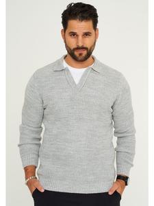 Пуловер CARISMA Strickpullover - CRALYTUS Grobstrickpullover mit Kragen Strick-Pulli, серый