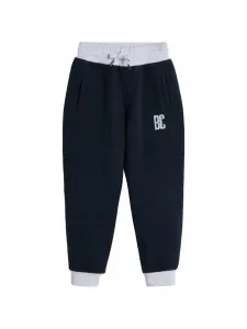 Брюки из смеси хлопка и льна во французском трикотаже с принтом Brunello Cucinelli Kids, синий