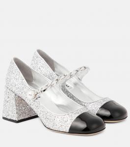 Блестящие туфли Mary Jane Miu Miu, Argento+Nero