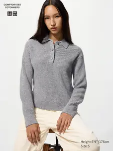 Джемпер поло из шерстяной смеси Uniqlo, 02 light grey