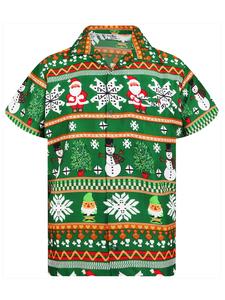 Рубашка на пуговицах классического кроя King Kameha Christmas Rows, зеленый