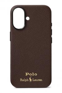 Кожаный чехол для iphone 16 Polo Ralph Lauren, коричневый