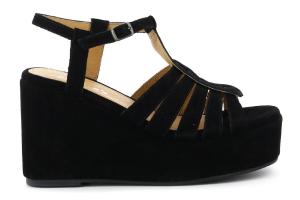 Босоножки на танкетке pl0246 из коровьей замши Camila'S, черный