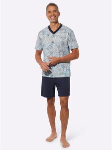 Sieh an! Короткие шорты с принтом в нежно-голубом и темно-синем цветах