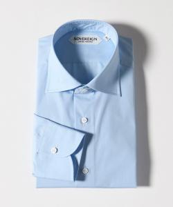 Рубашка с широким воротником из ткани ALUMO Broadcloth ручной работы SOVEREIGN United Arrows, цвет Lt.Blue