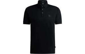 Футболка поло с аппликацией логотипа HUGO BOSS, черная
