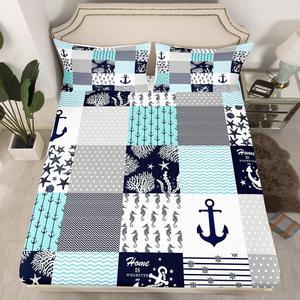 Erosebridal Морской комплект постельного белья с якорем и океанскими животными в синем цвете для детской комнаты, Blue Grey