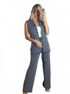 Комплект из полосатого жилета и брюк Carly темно-синего цвета Aurora, темно-синий