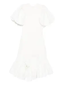 Платье с пышными рукавами и оборками Rokh, белый