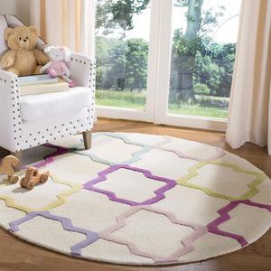 Ковер SAFAVIEH, 214 x 214 см, Kids Collection Ivory/Multi SFK102A ручной работы из премиальной шерсти для игровой комнаты, детской, спальни