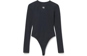 Alexander Wang Женский боди с длинными рукавами, логотипом, принтом и стразами Black