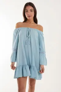 Платье-туника с кружевной отделкой Blue Vanilla, синий