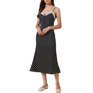 Платье макси для женщин летнее без рукавов с v-образным вырезом и тонкими бретелями в горошек Inspire Chic