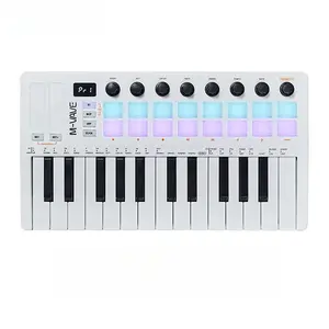 25-клавишный USB MIDI контроллер с 16 RGB пэдами и 8 ручками, компактная клавиатура для DAW/создания битов/живых выступлений M-vave