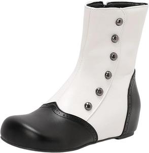 Женские ботильоны на щиколотку Классические винтажные с квадратным носком Короткие ботинки Викторианский стиль Кожаные ботильоны с низким каблуком и боковой молнией Generic, White